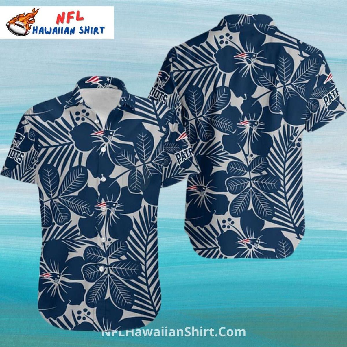 New England Patriots Aloha Shirt – Navy Palm Leaf Design