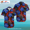 New England Patriots Blue Hibiscus Aloha Shirt