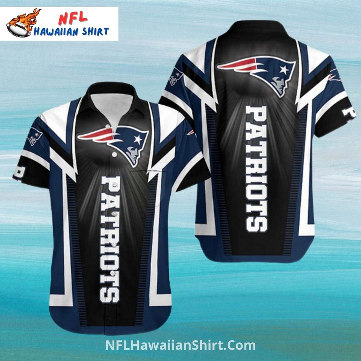 New England Patriots Bold Black Striped Hawaiian Shirt