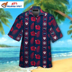 New England Patriots Hibiscus Pattern Button-Up Shirt