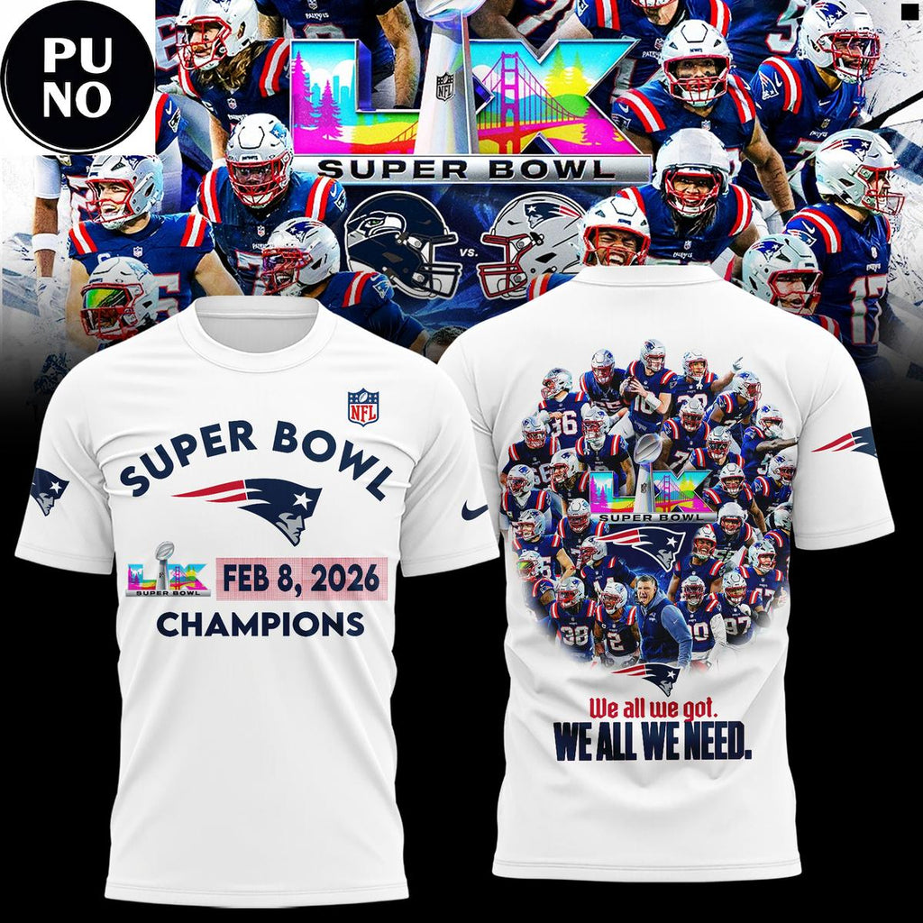 New England Patriots Super Bowl LX Champions 2026 Hoodie T-Shirt