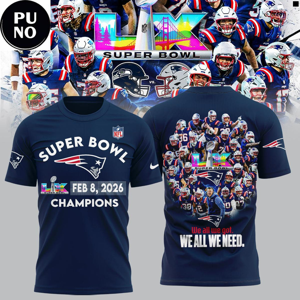 New England Patriots Super Bowl LX Champions 2026 Hoodie T-Shirt