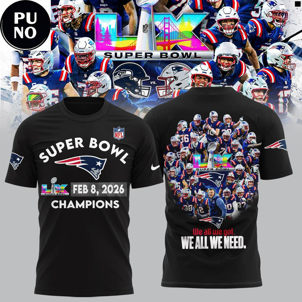 New England Patriots Super Bowl LX Champions 2026 Hoodie T-Shirt