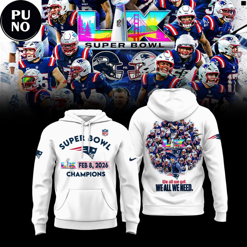 New England Patriots Super Bowl LX Champions 2026 Hoodie T-Shirt