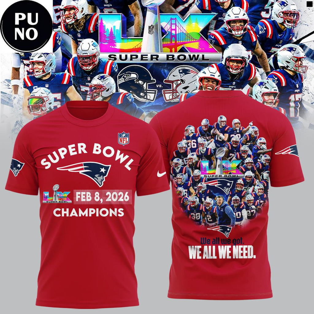 New England Patriots Super Bowl LX Champions 2026 Hoodie T-Shirt