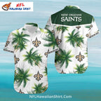 New Orleans Saints Aloha Shirt Palm Tree White Design