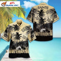 New Orleans Saints Aloha Shirt Sunset Palm Tree Vibes