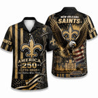 New Orleans Saints Eagle & Flag America 250 Hawaiian Shirt