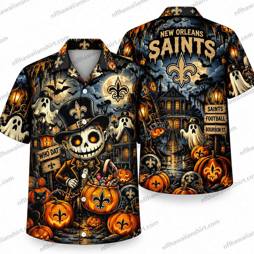 New Orleans Saints Jack Skellington Halloween Hawaiian Shirt