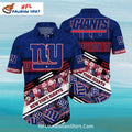 New York Giants Aloha Shirt Bold Logo Floral Stripes Theme