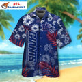 New York Giants Aloha Shirt Floral Leaf Navy Bold Design