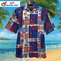 New York Giants Aloha Shirt Tribal Pattern Red Blue Mix