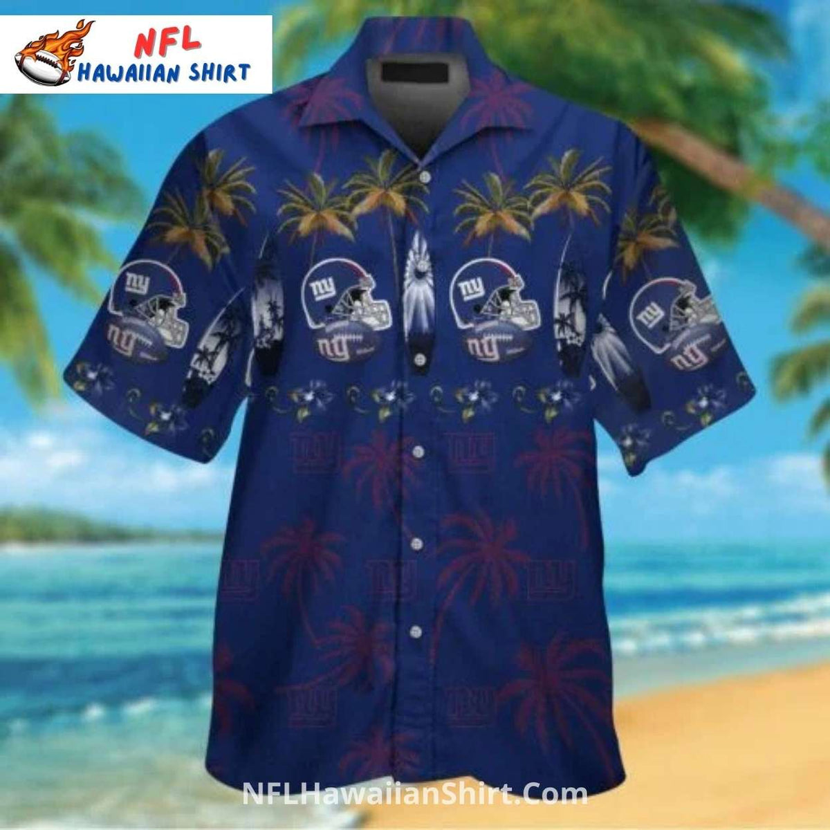 New York Giants Palm Tree And Helmet Pattern Shirt