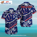 New York Giants Ripped Effect Hibiscus Aloha Shirt