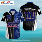 New York Giants Split-Color Football Theme Aloha Shirt