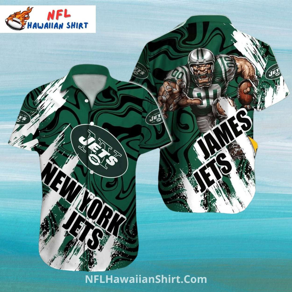 New York Jets Aloha Shirt – Abstract Swirl And Grunge Style
