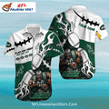 New York Jets Aloha Shirt – Flaming Football And Stitches Pattern