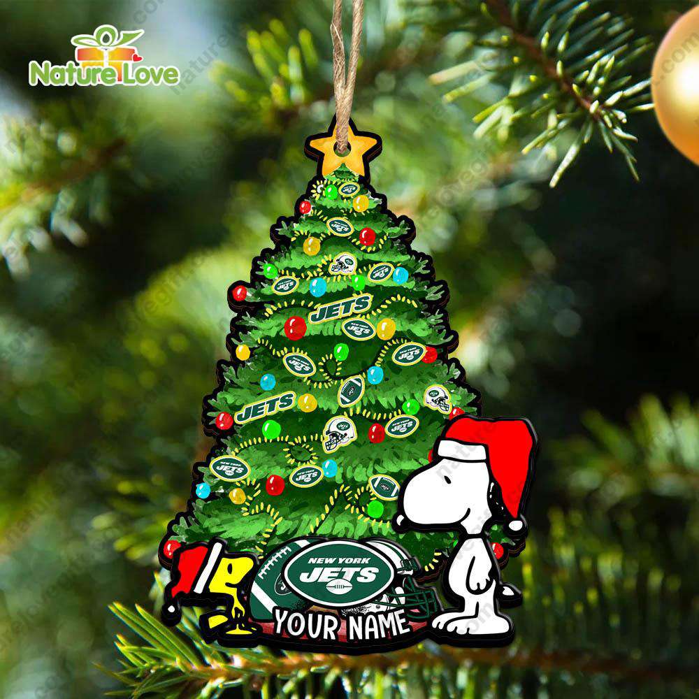 New York Jets Custom Snoopy Peanuts Christmas Ornament Xmas Tree Decorations