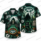 New York Jets Grim Reaper Graveyard Orb Halloween Hawaiian Shirt