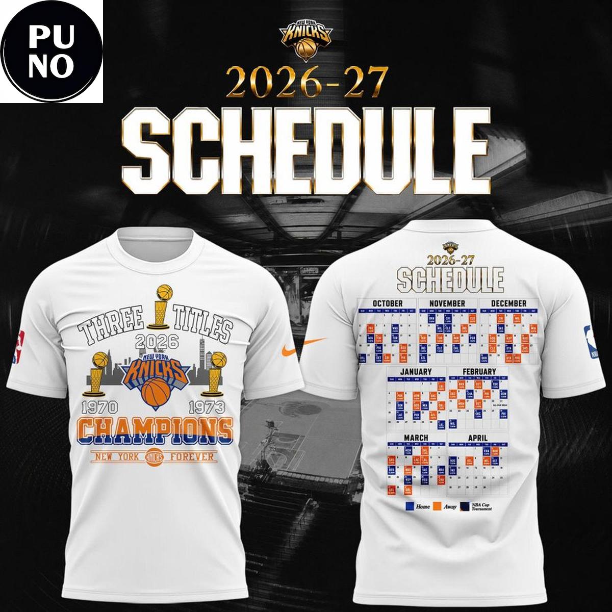 New York Knicks 2026-27 Season Schedule T-Shirt
