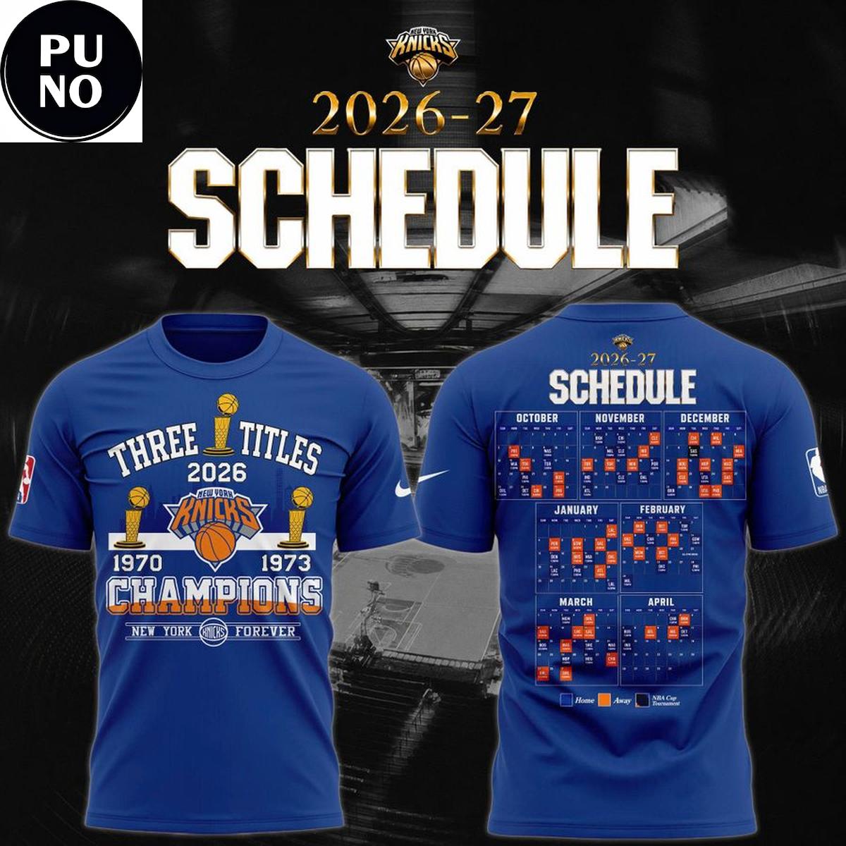 New York Knicks 2026-27 Season Schedule T-Shirt