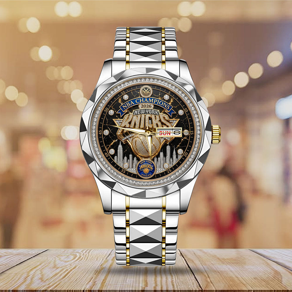 New York Knicks NBA 2026 NBA Finals Champions Alloy Luxury Quartz Watch - TMTHU6942