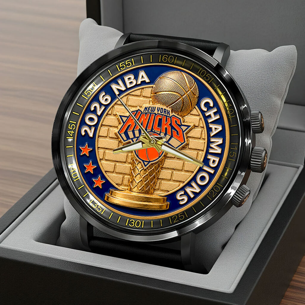 New York Knicks 2026 NBA Finals Champions Black Stainless Steel Watch - HOATT19064