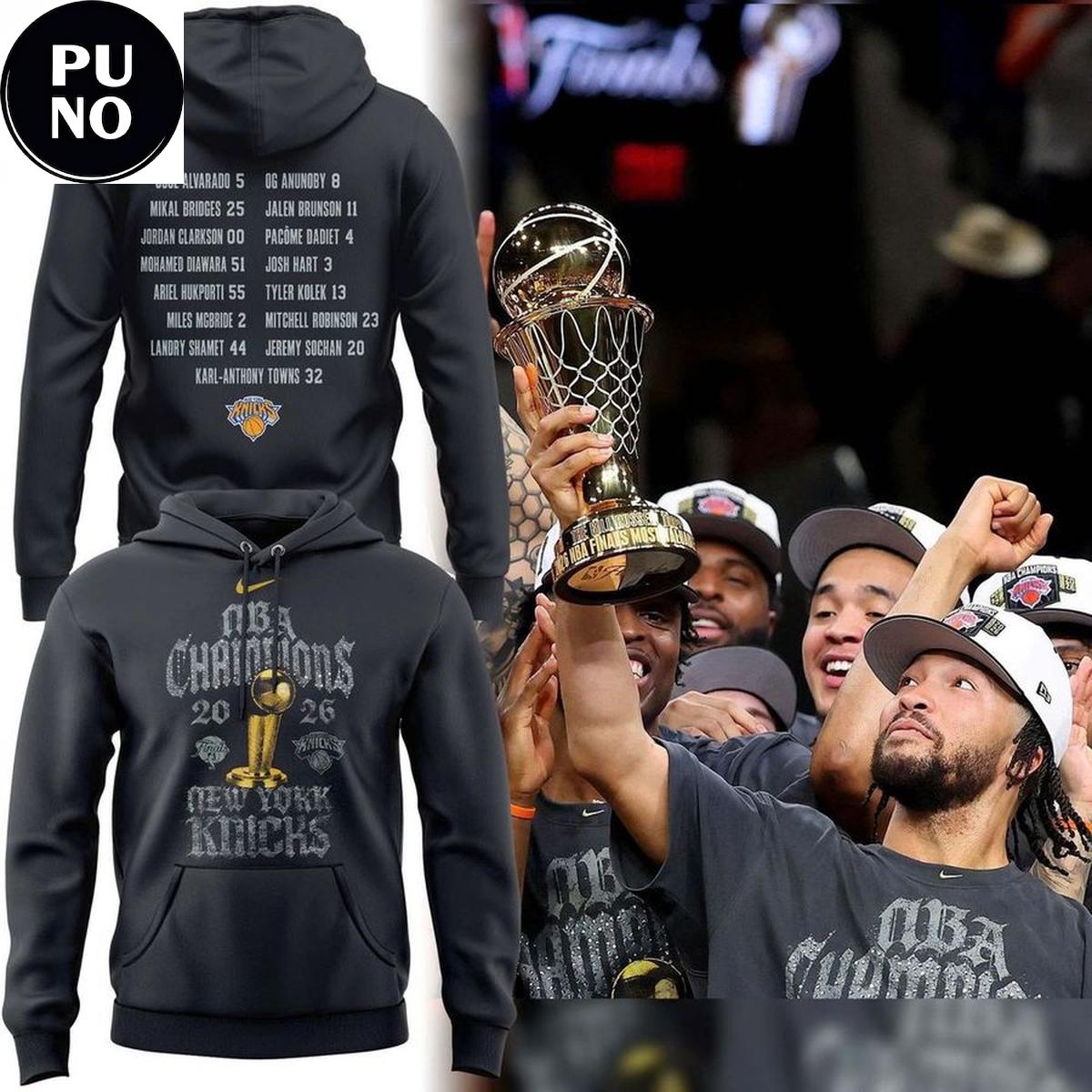 New York Knicks 2026 NBA Finals Champions Roster Hoodie T-Shirt