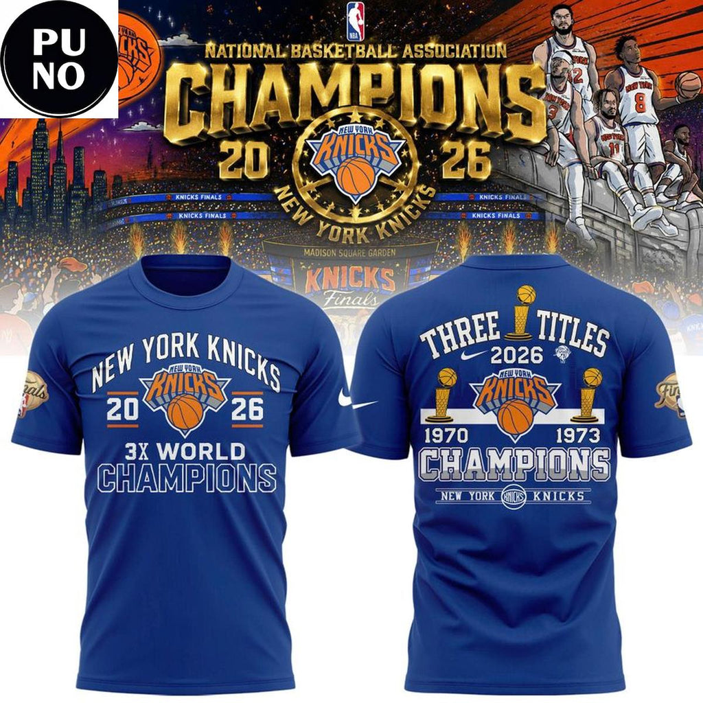 New York Knicks 3-Time Champions NBA 2026 T-Shirt