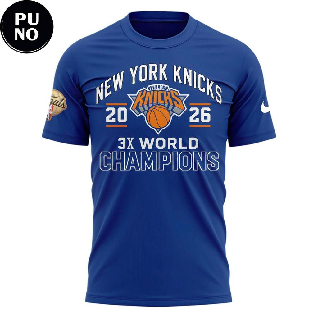 New York Knicks 3-Time Champions NBA 2026 T-Shirt
