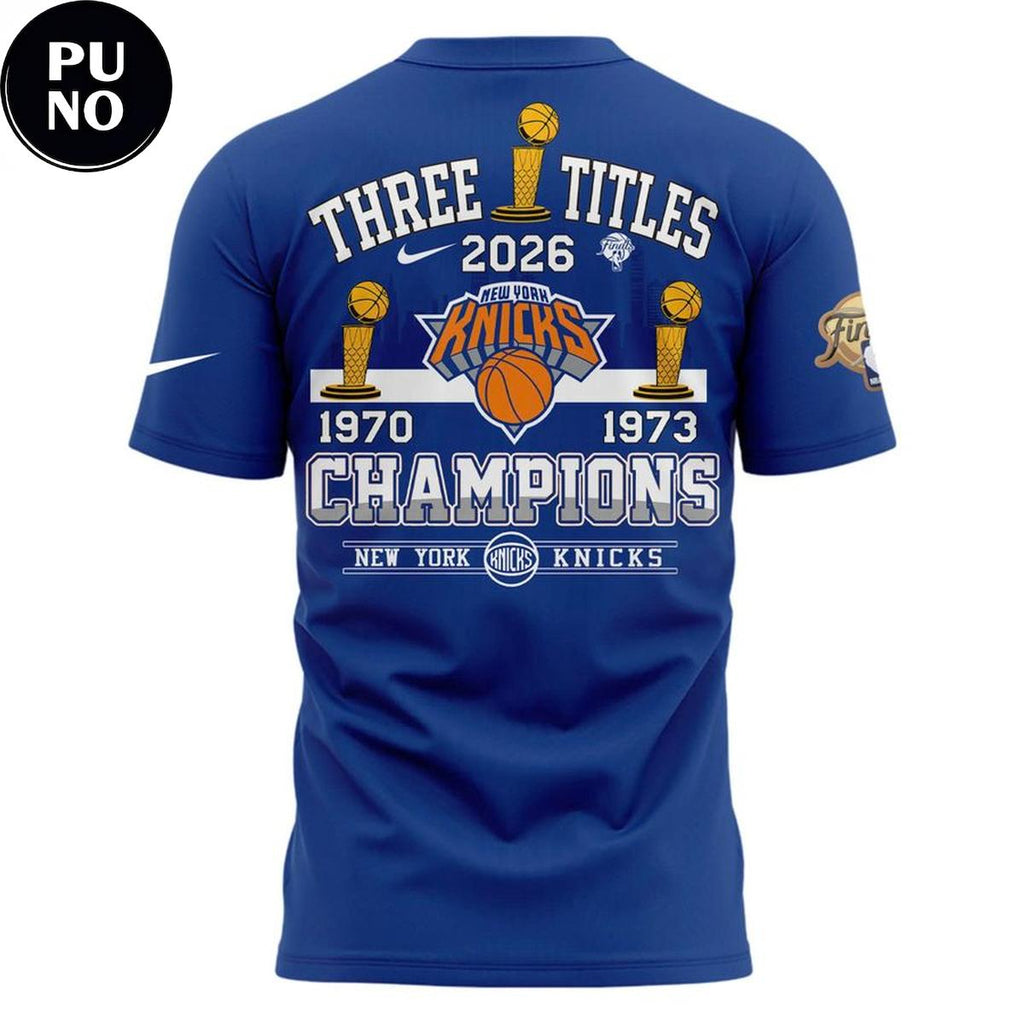 New York Knicks 3-Time Champions NBA 2026 T-Shirt
