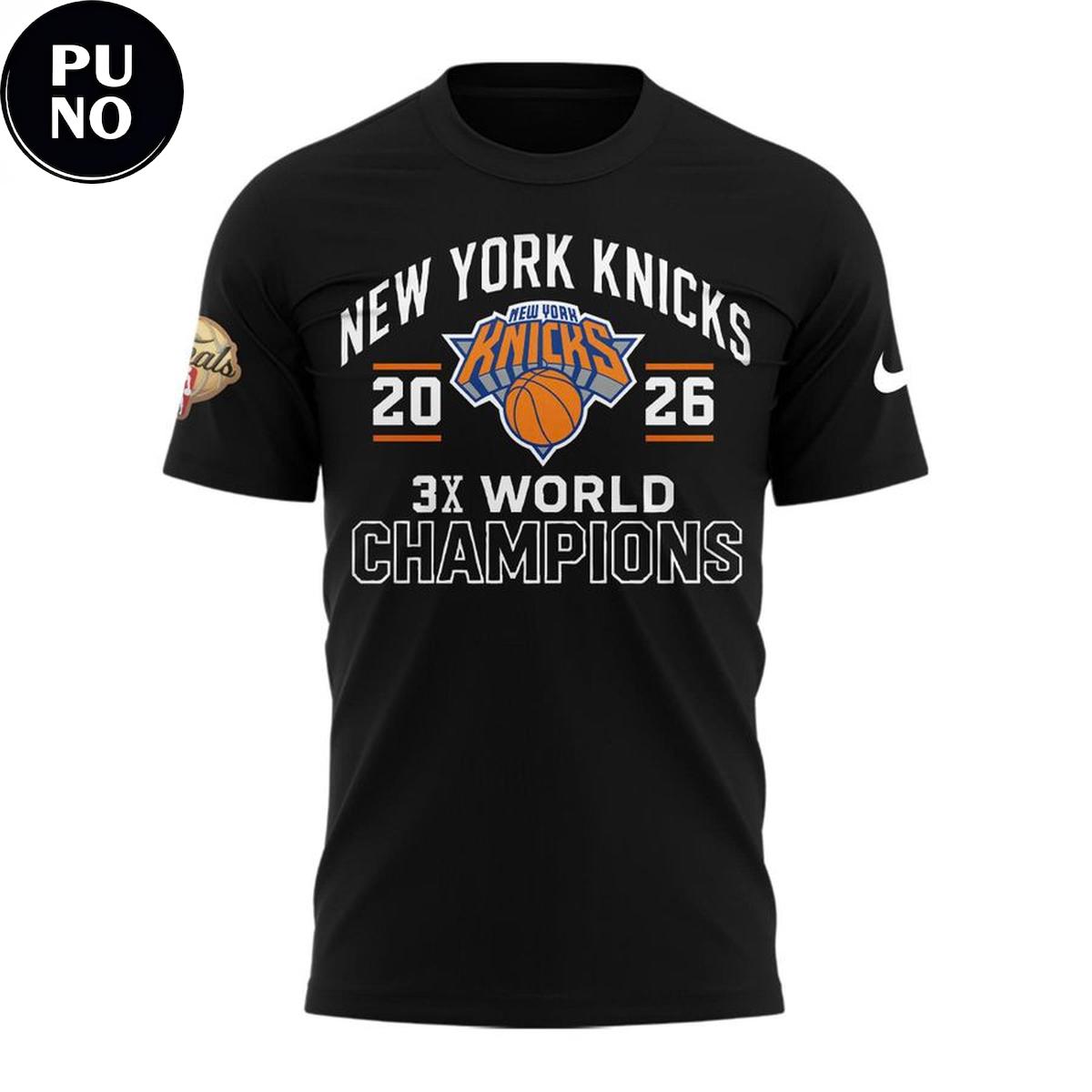 New York Knicks 3-Time Champions NBA 2026 T-Shirt
