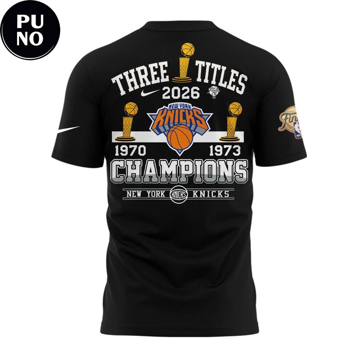 New York Knicks 3-Time Champions NBA 2026 T-Shirt