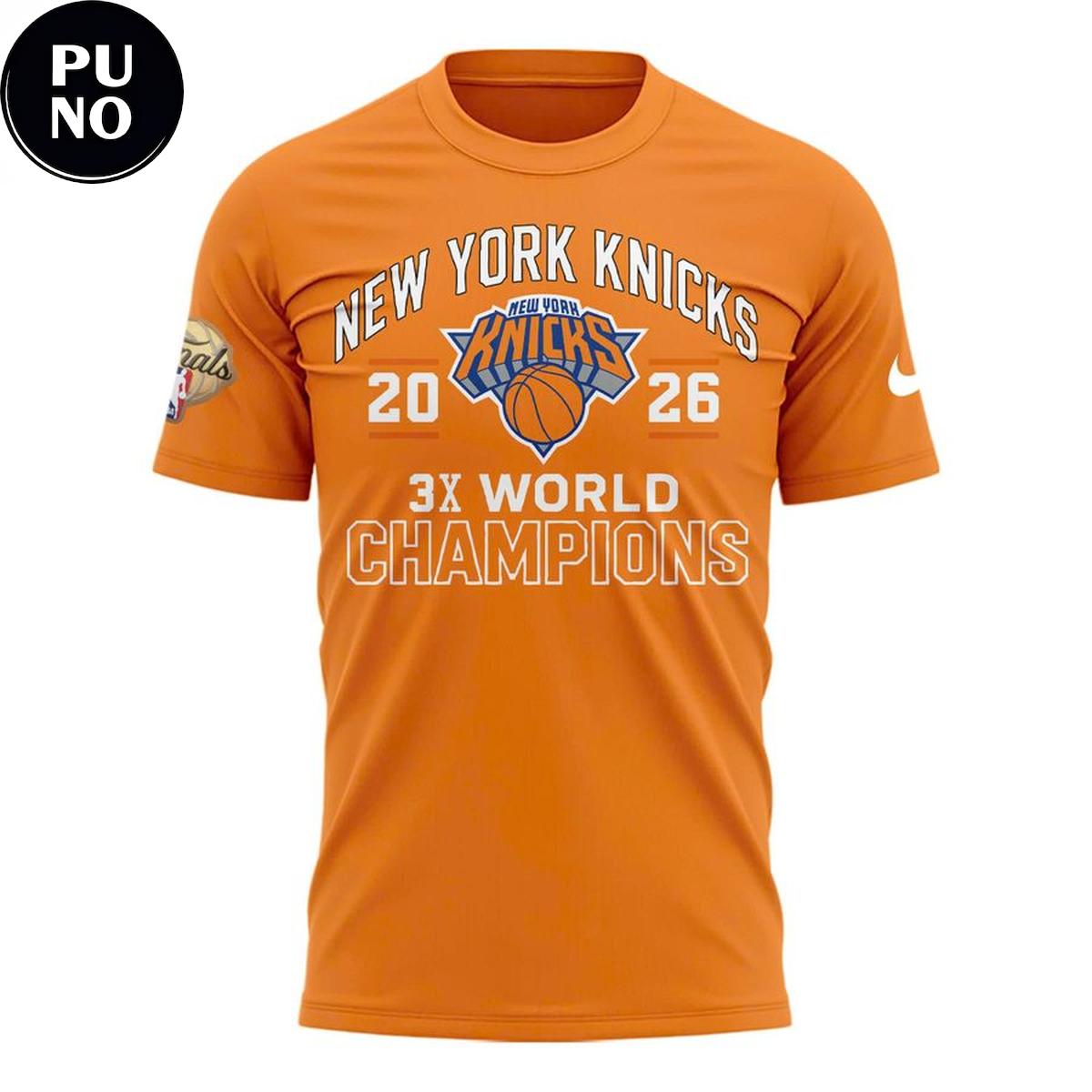 New York Knicks 3-Time Champions NBA 2026 T-Shirt
