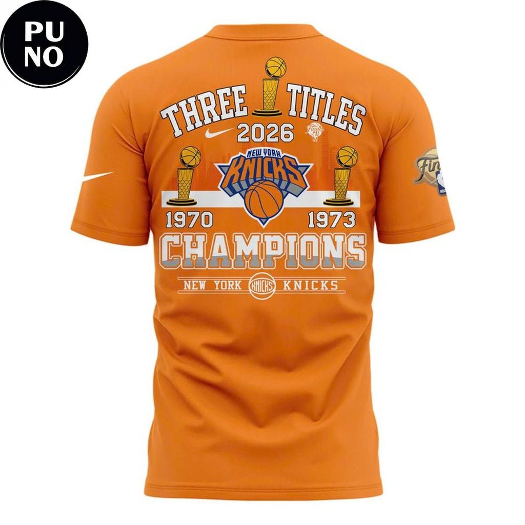 New York Knicks 3-Time Champions NBA 2026 T-Shirt