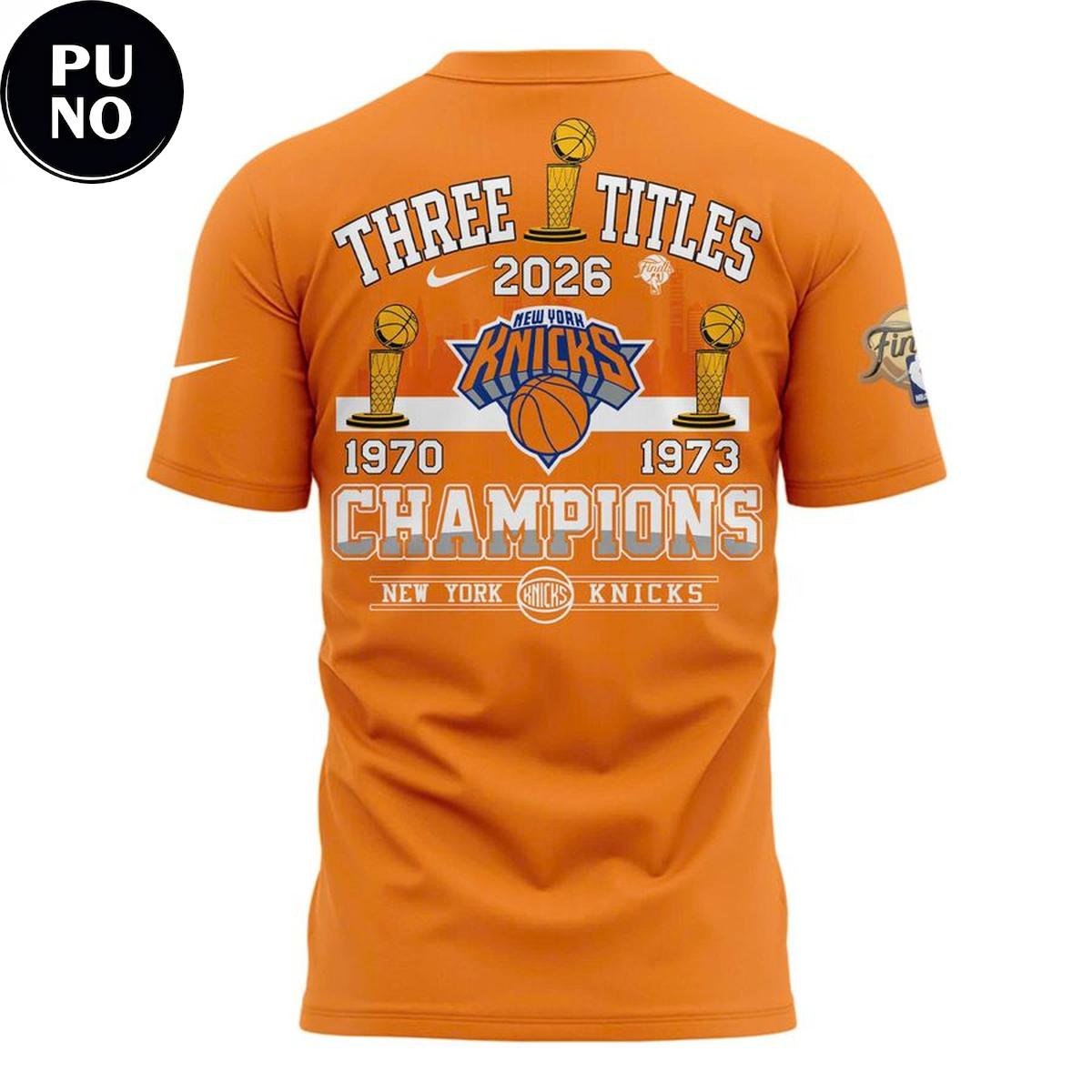 New York Knicks 3-Time Champions NBA 2026 T-Shirt