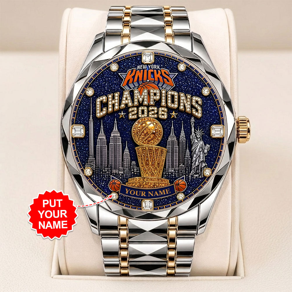Personalized New York Knicks NBA Finals Champions 2026 Alloy Luxury Quartz Watch - TANTN23967