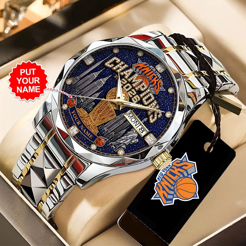 Personalized New York Knicks NBA Finals Champions 2026 Alloy Luxury Quartz Watch - TANTN23967