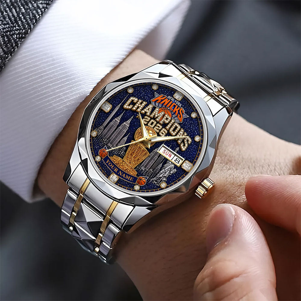 Personalized New York Knicks NBA Finals Champions 2026 Alloy Luxury Quartz Watch - TANTN23967