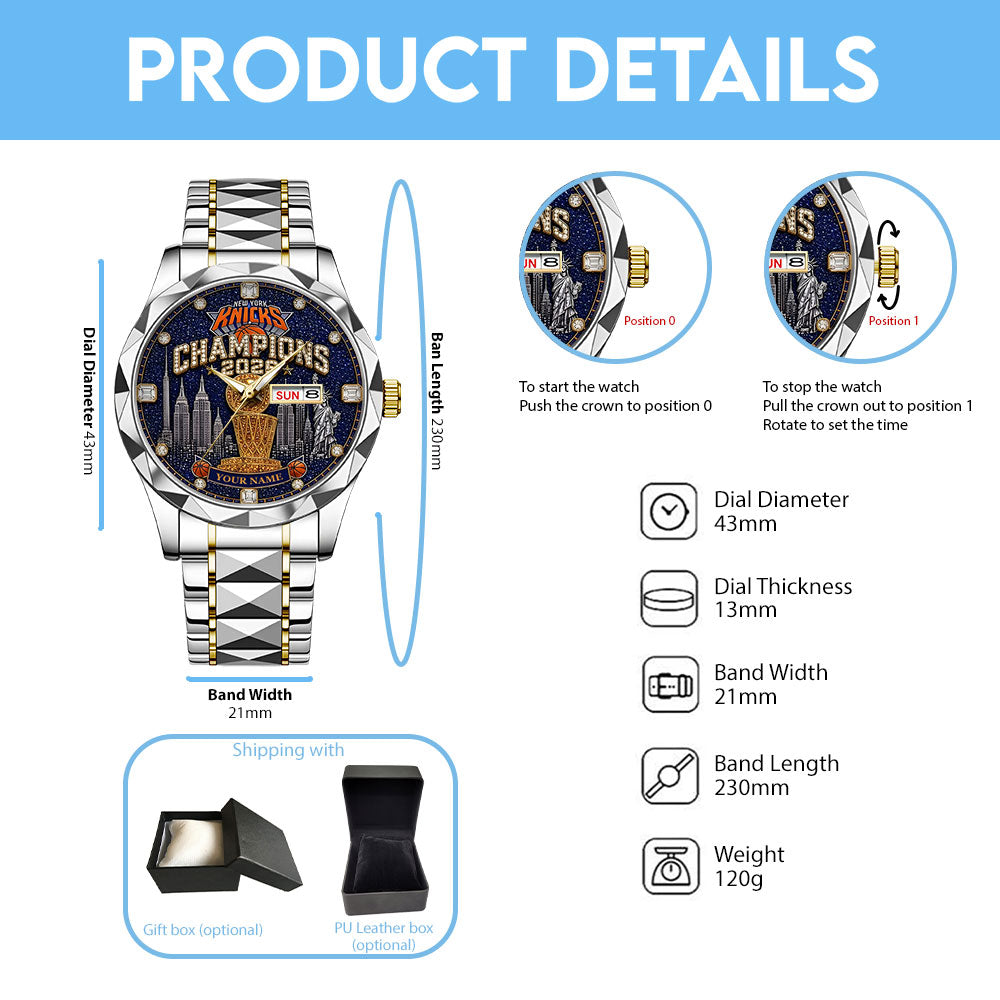 Personalized New York Knicks NBA Finals Champions 2026 Alloy Luxury Quartz Watch - TANTN23967