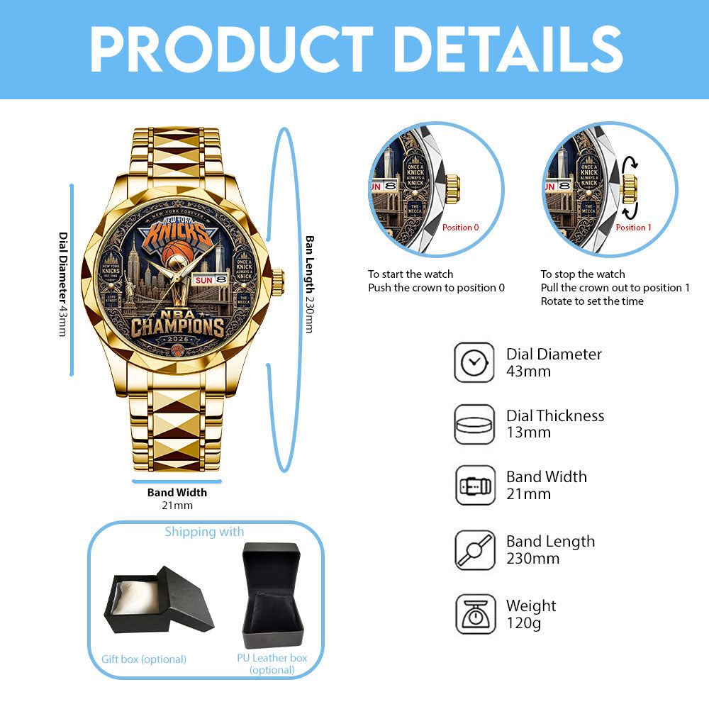 New York Knicks NBA Finals Champions 2026 Alloy Luxury Quartz Watch - TANTN24140
