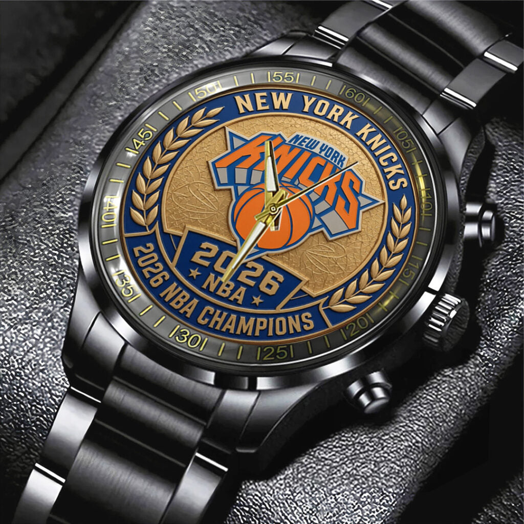 New York Knicks NBA Finals Champions 2026 Black Stainless Steel Watch - TANTN23768