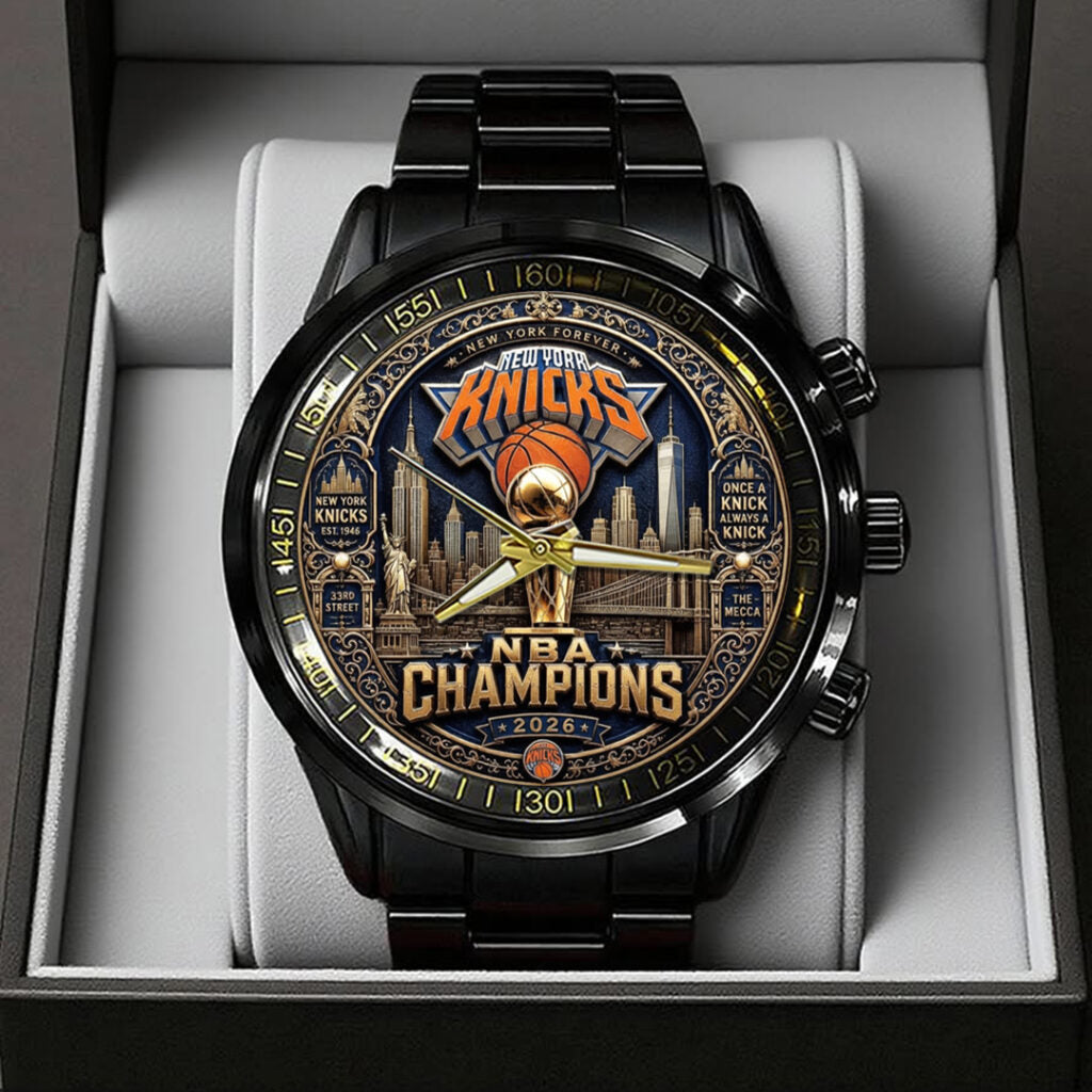 New York Knicks NBA Finals Champions 2026 Black Stainless Steel Watch - TANTN24141