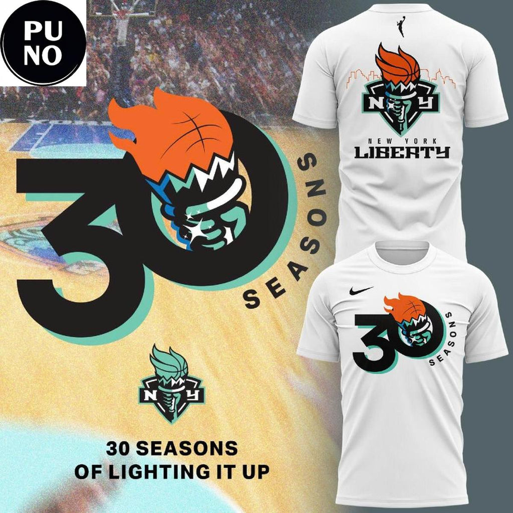 New York Liberty Anniversary 30 Seasons Of Lighting It Up 2026 Shirt