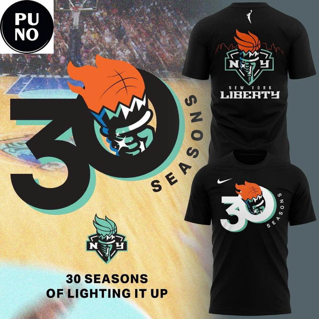 New York Liberty Anniversary 30 Seasons Of Lighting It Up 2026 Shirt