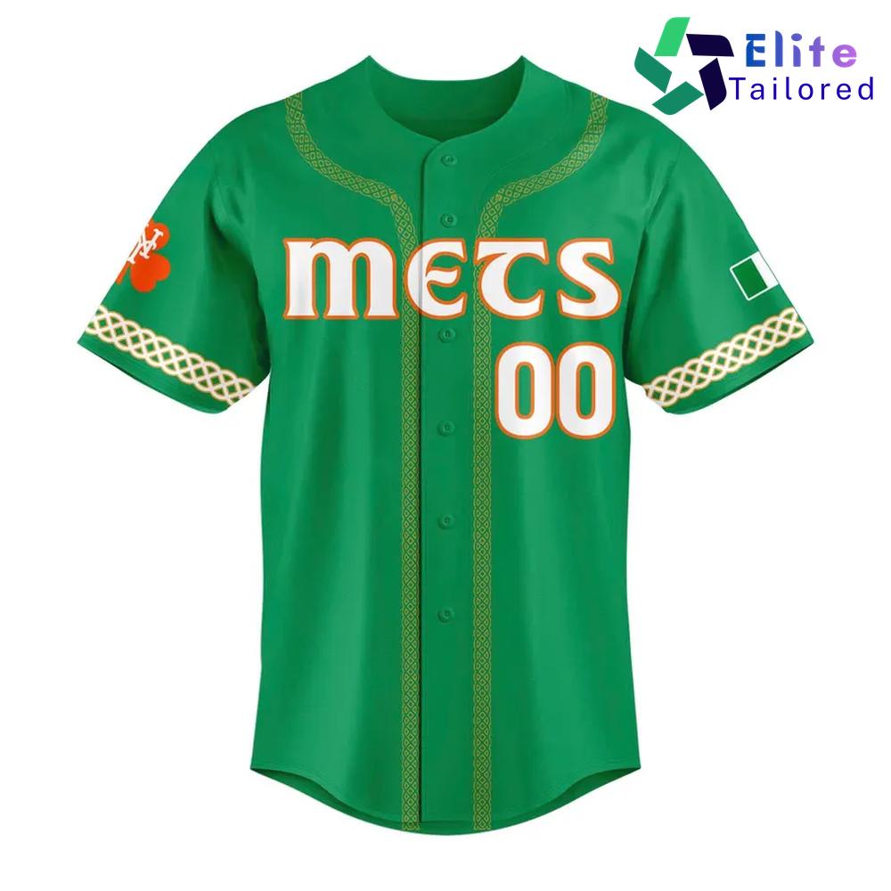 New York Mets Irish Heritage Custom Green Shamrock Baseball Jersey