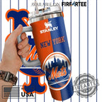 New York Mets Split Design Stanley Tumbler Custom Baseball Fan Mug