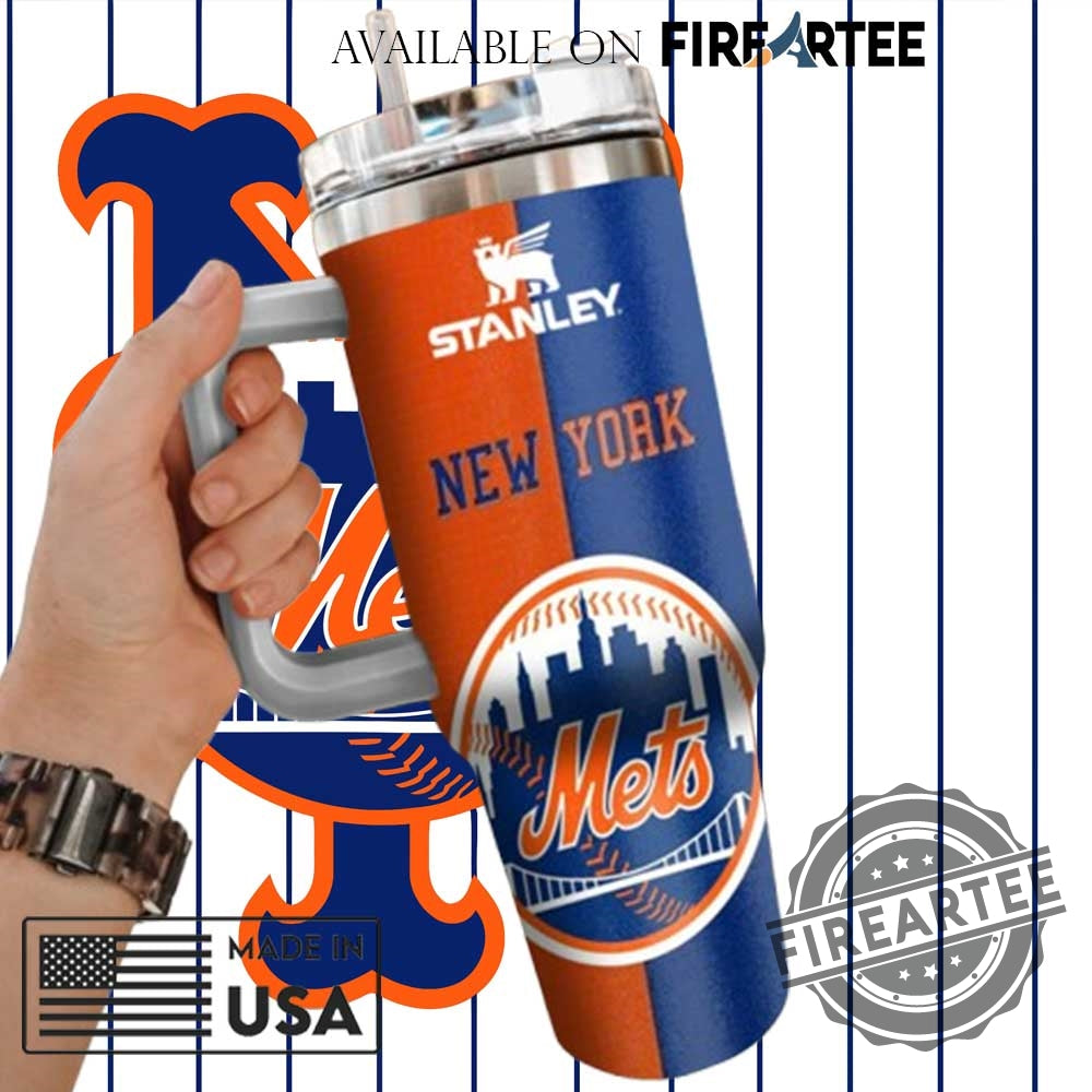 New York Mets Split Design Stanley Tumbler Custom Baseball Fan Mug