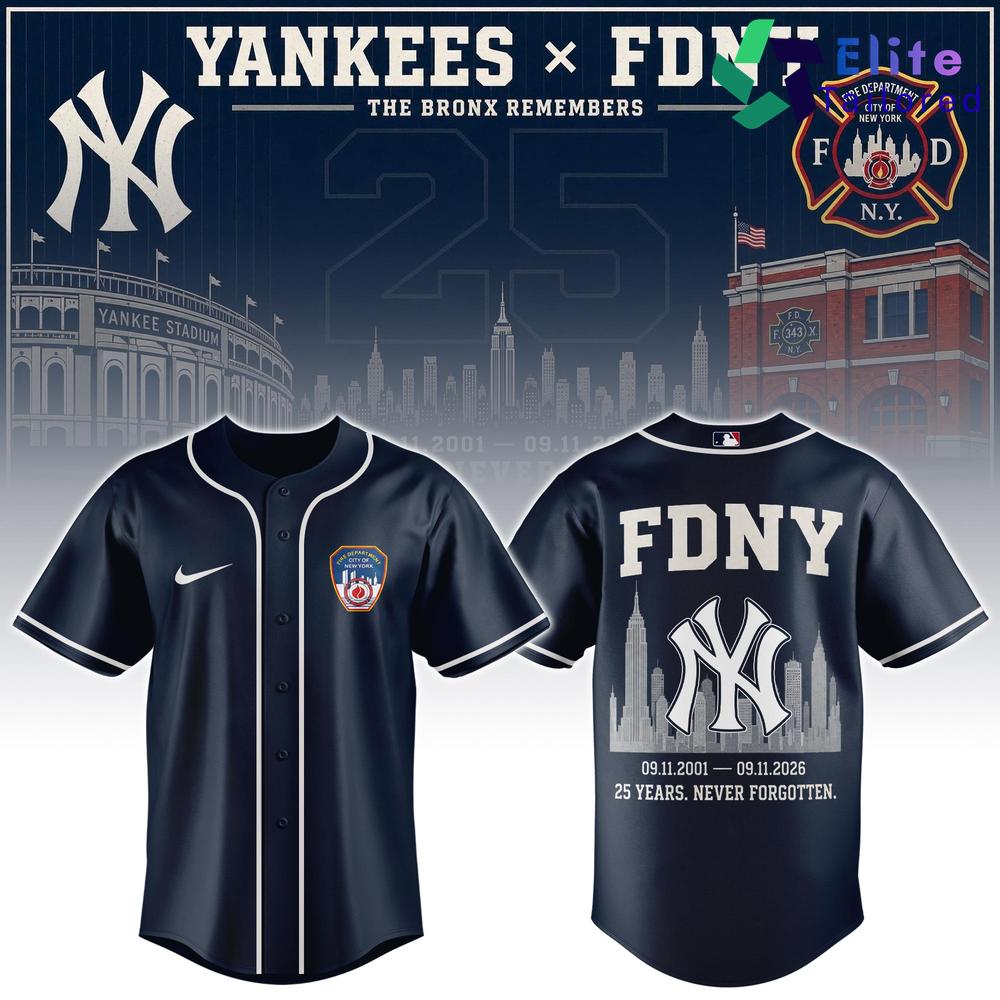 New York Yankees FDNY 25th Anniversary Commemorative Baseball Jersey