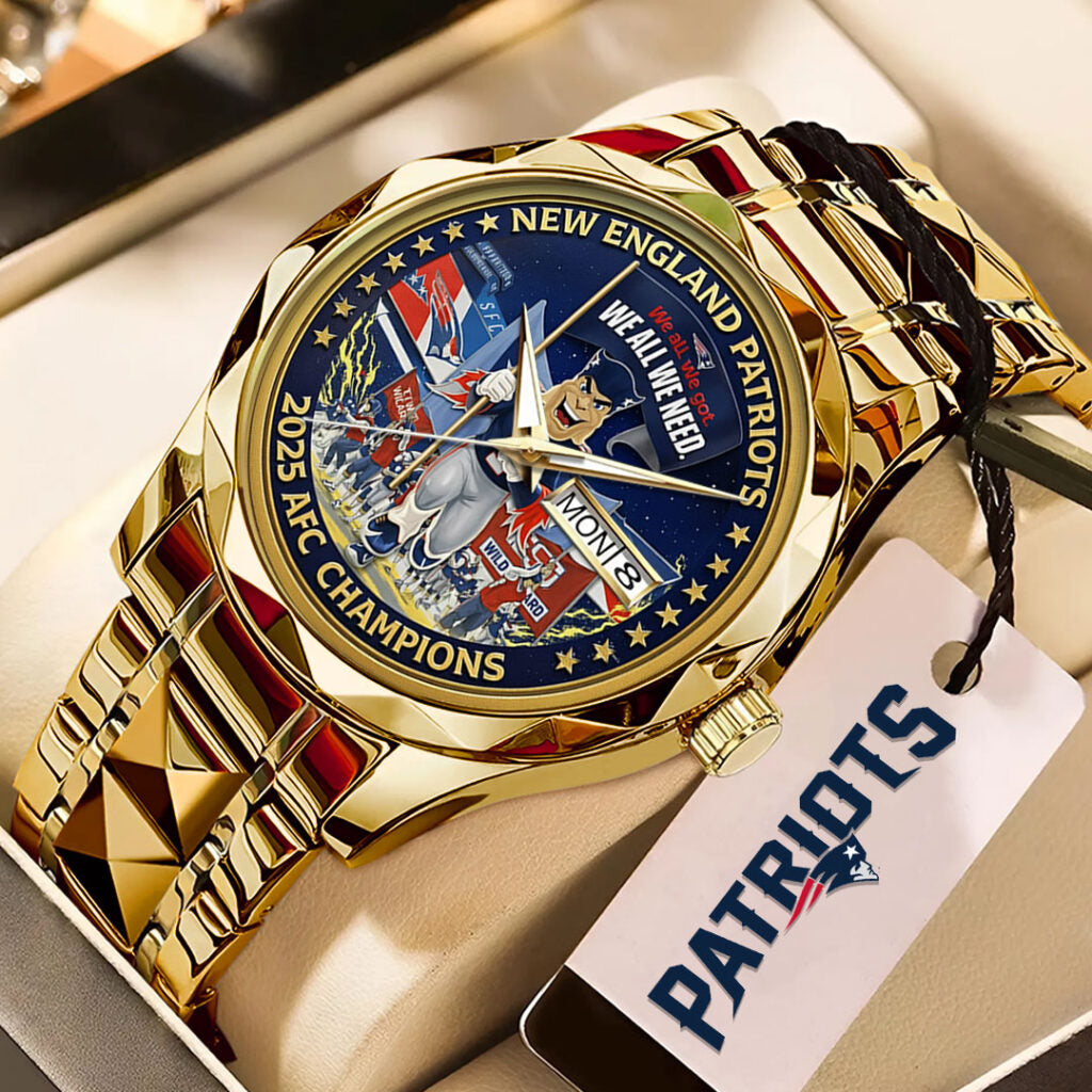 New England Patriots 2025 AFC Champions Alloy Luxury Quartz Watch - TMTHU3479